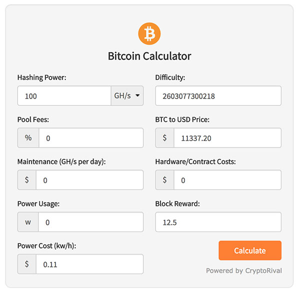 bitcoin calculator widget