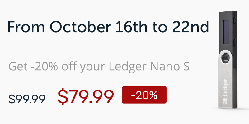 20% off the Ledger Nano S Cryptocurrency Wallet