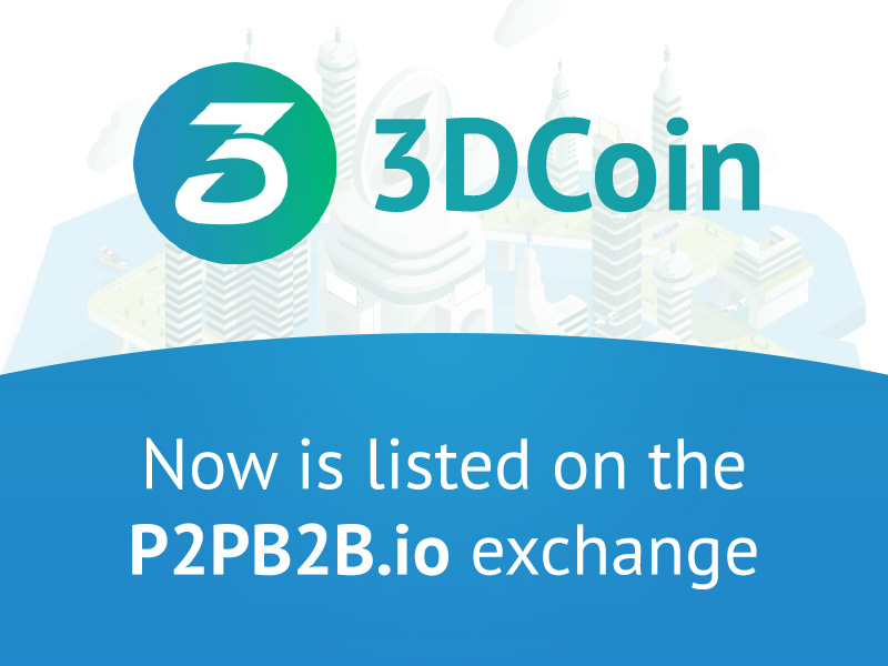 3DCoin now is listed on the P2PB2B.io exchange